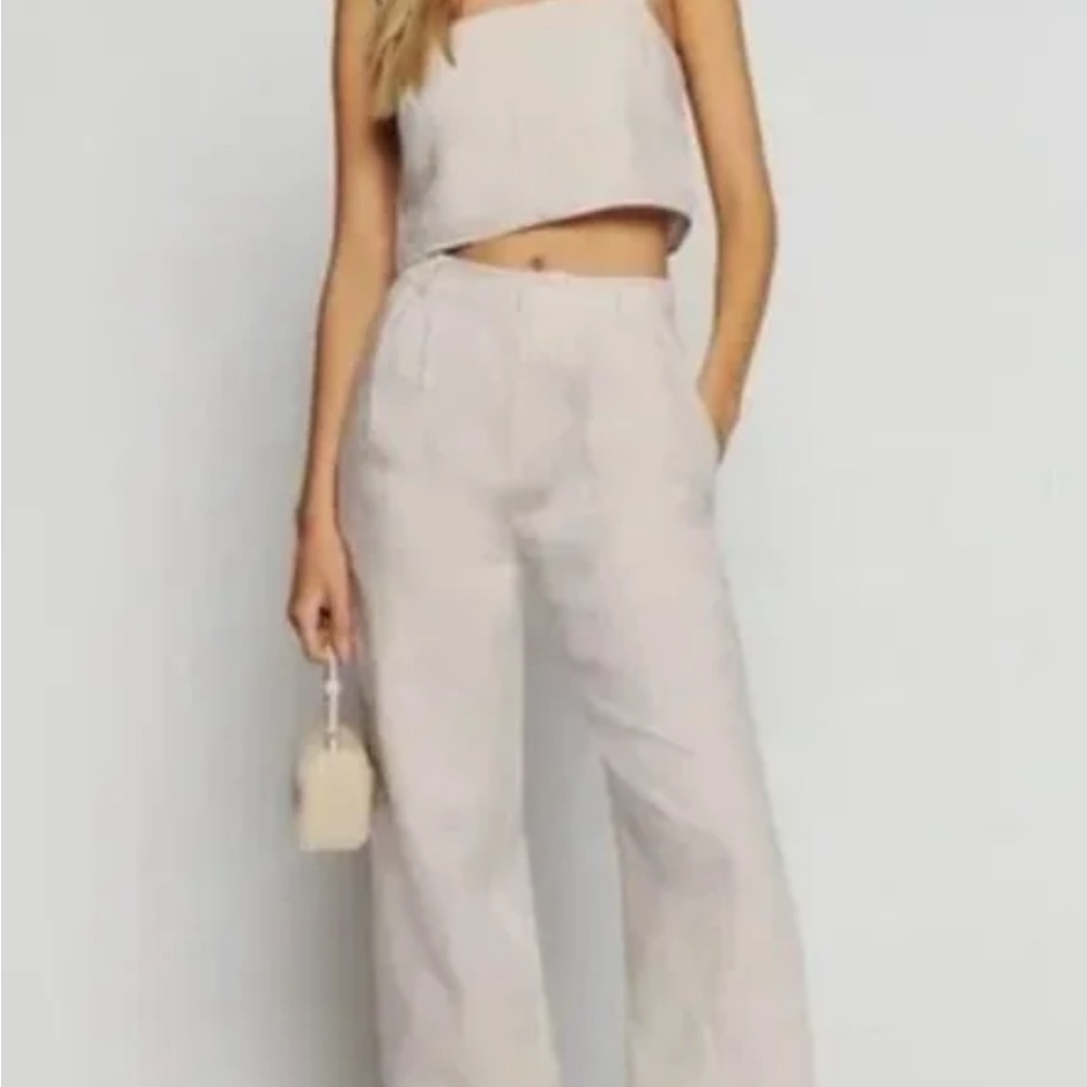 ✨EUC REFORMATION🤍OLIVIA LINEN TWO PIECE SET SIZE 6 OATMEAL